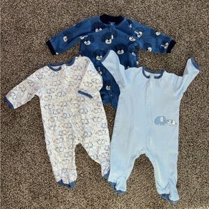 Adorable Little Me 3 month Footies Sleepers One Piece Set Lot Blue Boy Like New!